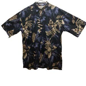 Bamboo Cay Fine Resortwear Men's size XL Black with Blue Flowers